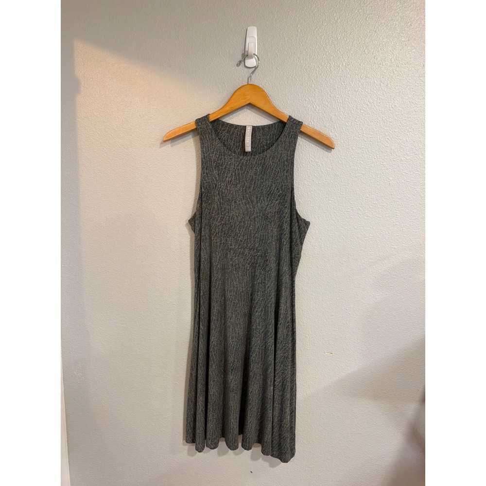 Athleta Sleeveless Dress Women Medium Grey Black Abstract Print Modal Stretch